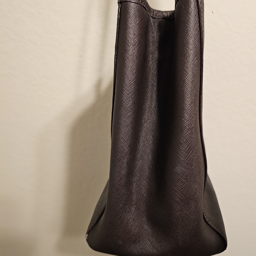Michael Kors Dark Brown Saffiano Leather Tote with Gold Logo Charm - Picture 6 of 9